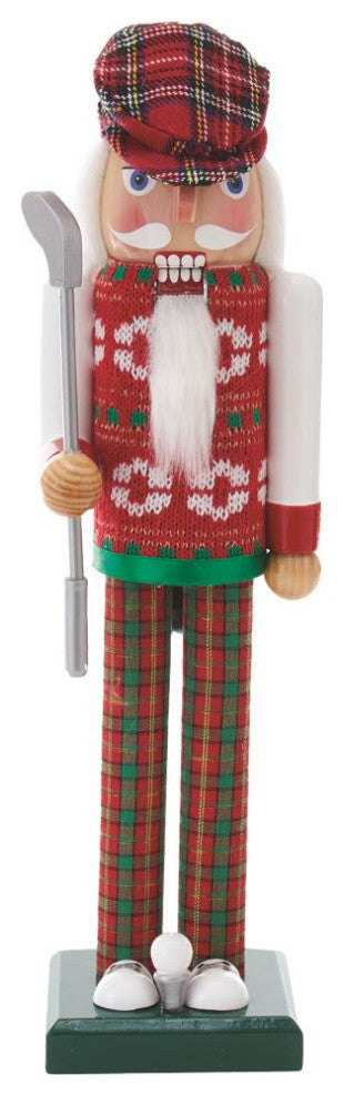 Kurt Adler 15" Red and Green Golfer Nutcracker