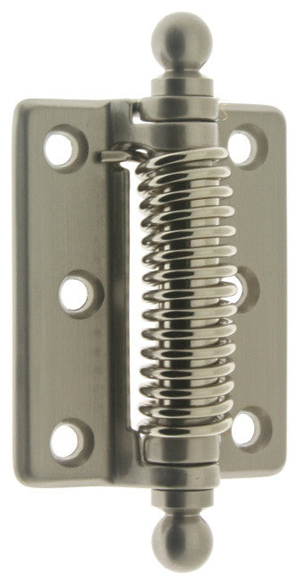 Solid Brass Heavy Duty Spring Screen Door Hinges, Ball Finials, Pair, Satin Nick