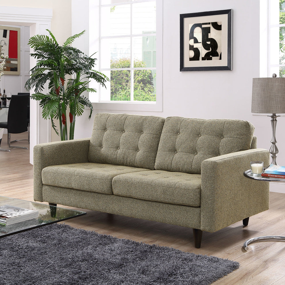 Modern Contemporary Loveseat, Oatmeal Fabric