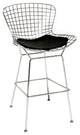 Wire Counter Stool, Chrome, Black Seat Pad
