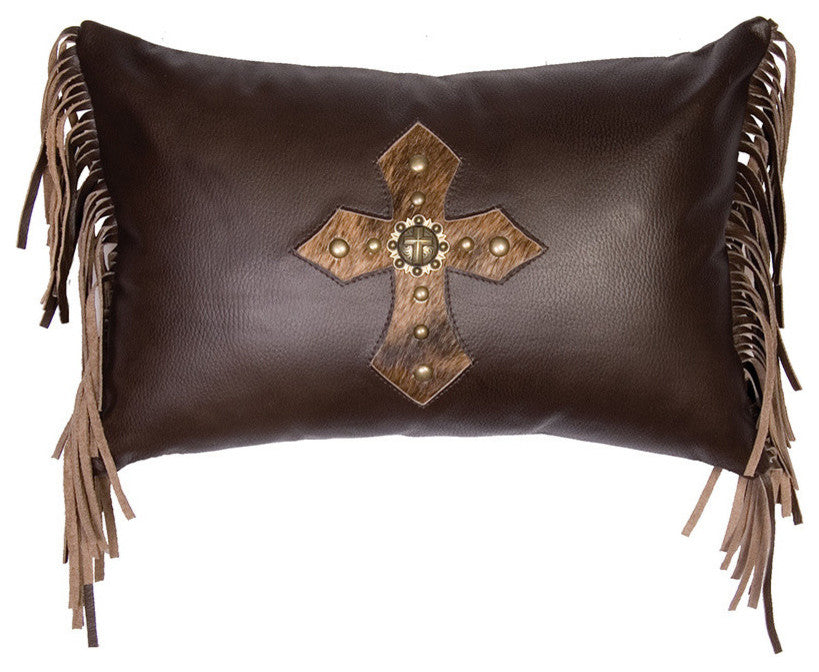 Antique Cross Pillow, 12x18 with Fabric Back