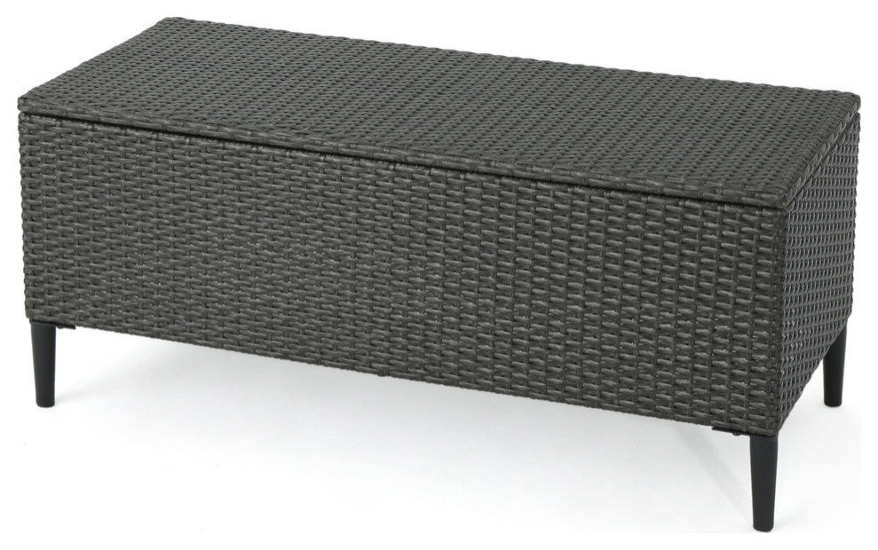 GDF Studio Irene Outdoor Wicker Storage Chest, Gray
