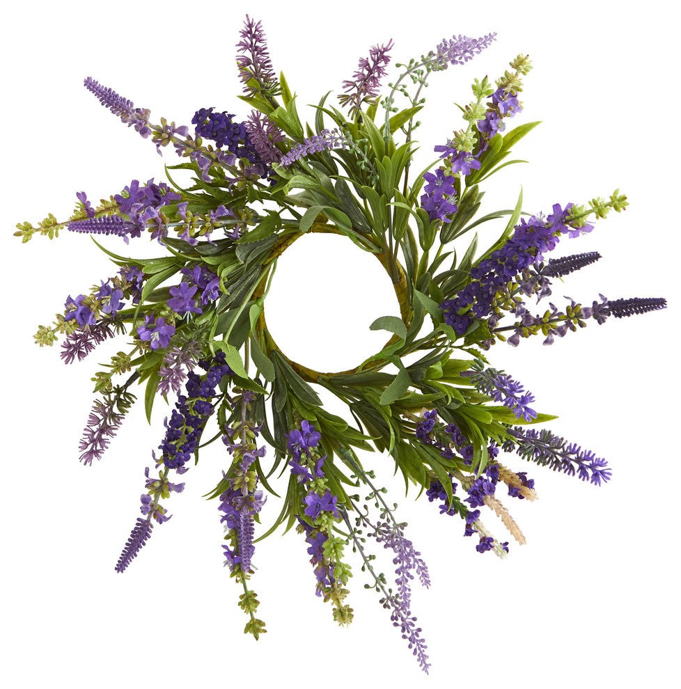 12" Lavender Arrangement and 14" Lavender Wreath, 2-Piece Set