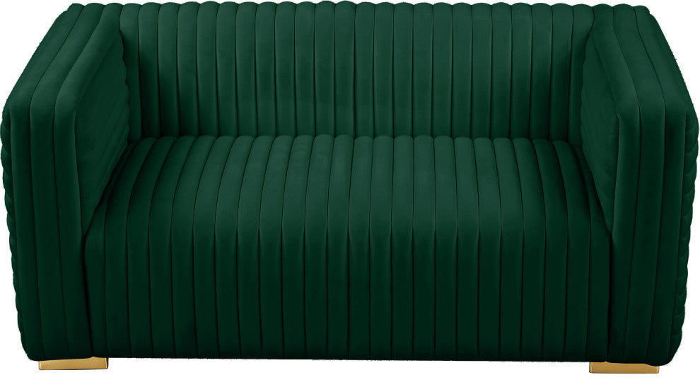 Ravish Velvet Upholstered Chair, Green, Loveseat