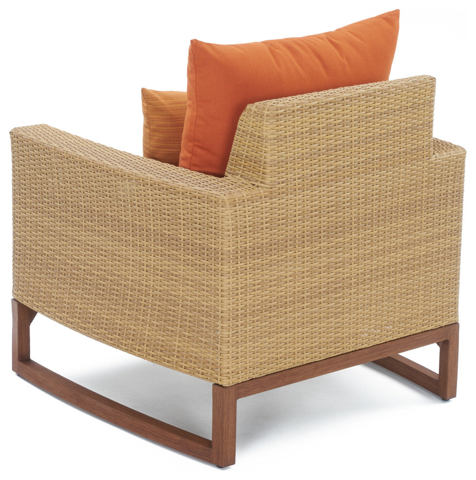 Milea 5 Piece Sunbrella Outdoor Patio Club Chair and Ottoman Set, Tikka Orange