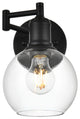 1 Light Black And Clear Swing Arm Wall Sconce