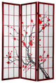 6' Tall Cherry Blossom Shoji Screen Rosewood