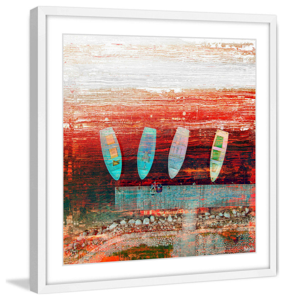 "Sitting on The Pier" Framed Painting Print, 18"x18"