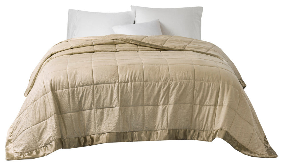 Madison Park Solid Embossed Microfiber Premium Oversized Blanket, Full/Queen