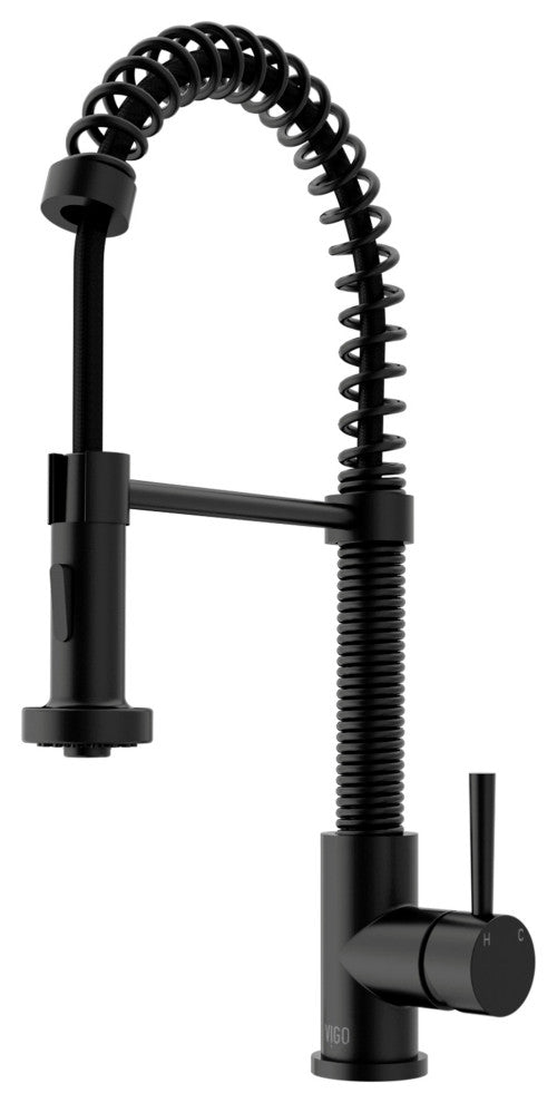 VIGO Edison 19" H Single Handle Pull-Down Sprayer Kitchen Faucet, Matte Black, No Sensor, Without Extras