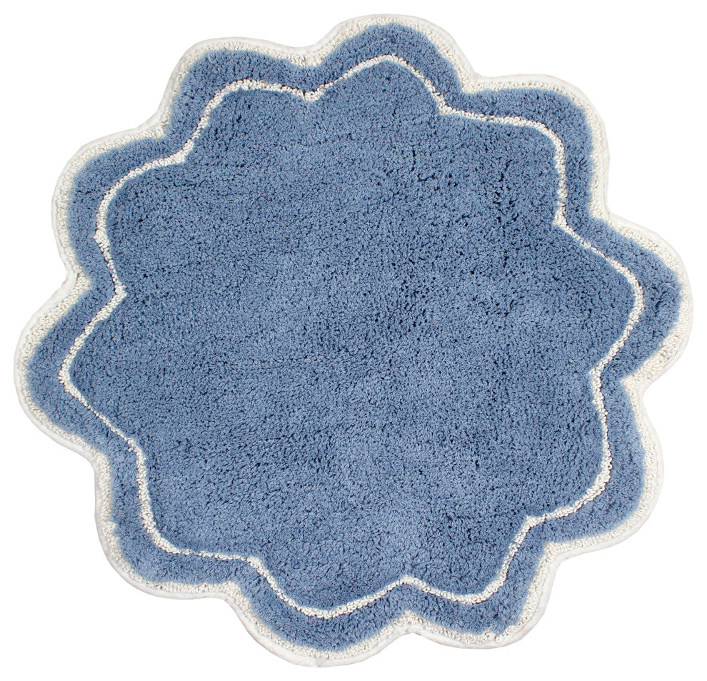 Allure Collection Absorbent Cotton Machine Washable Rug 30" Round, Blue