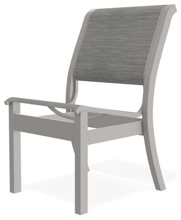 Leeward Sling Stackable Outdoor Dining Chair, Sicily/Warm Gray