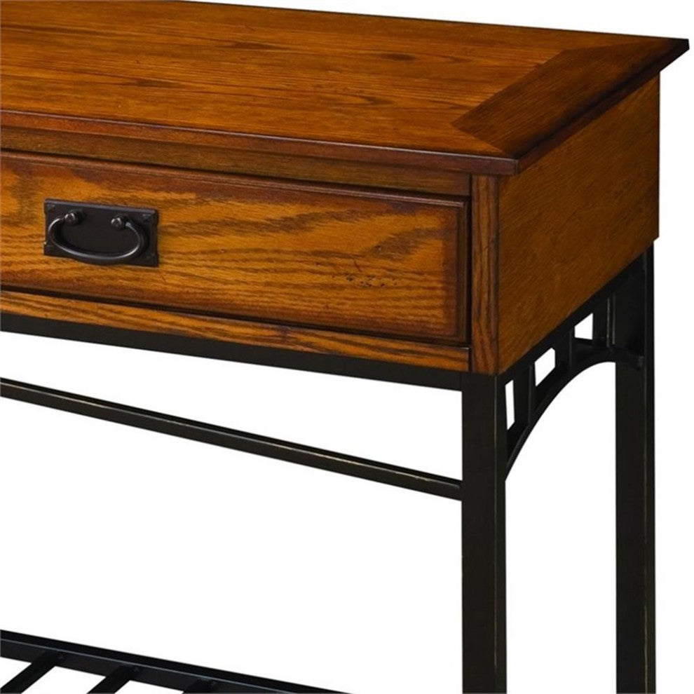 Homestyles Modern Craftsman Wood Console Table in Brown