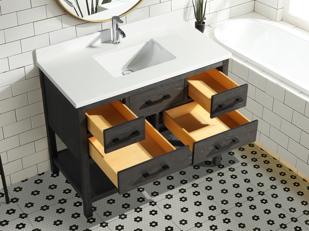 Betty 42" Bathroom Vanity, Weathered Gray Finish