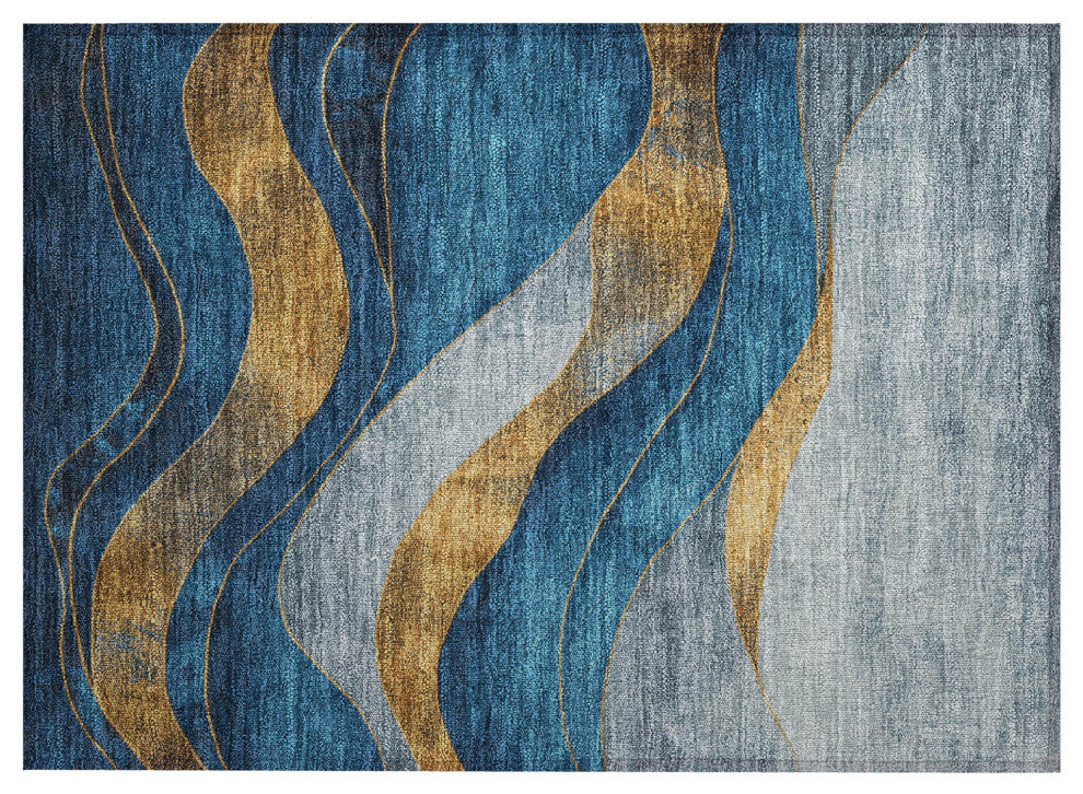 Machine Washable Indoor/Outdoor Chantille ACN1892 Blue 1'8" x 2'6" Rug