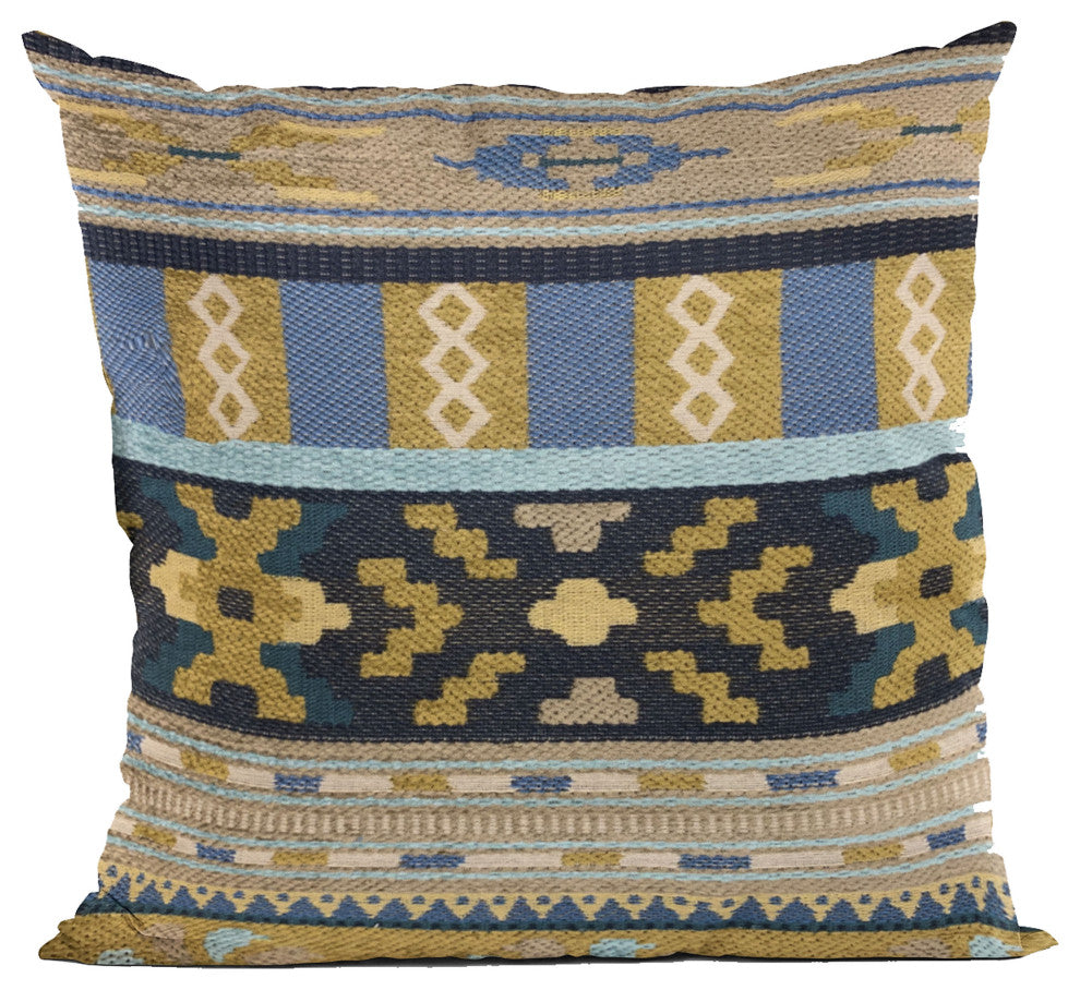 Plutus Blue Unique Lanes Border Luxury Throw Pillow, 12"x20"