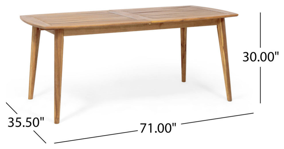 Candance Outdoor Acacia Wood Expandable Dining Table, Teak