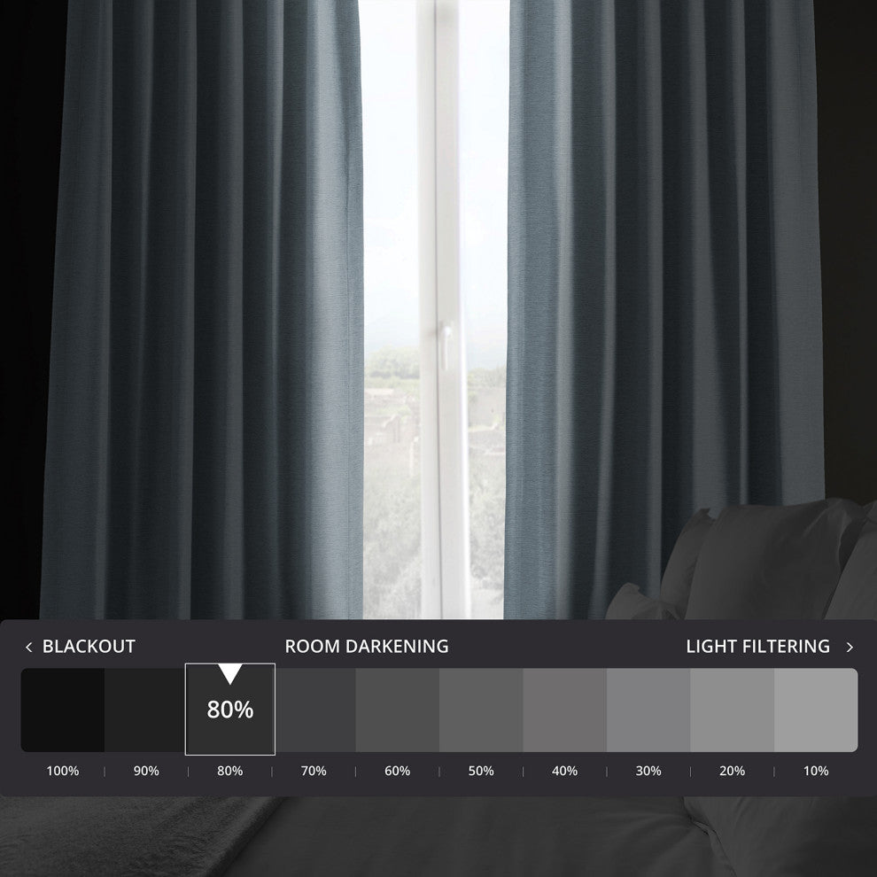 Bellino Blackout Room Darkening Curtain Single Panel, Gulf Blue, 50"x84"