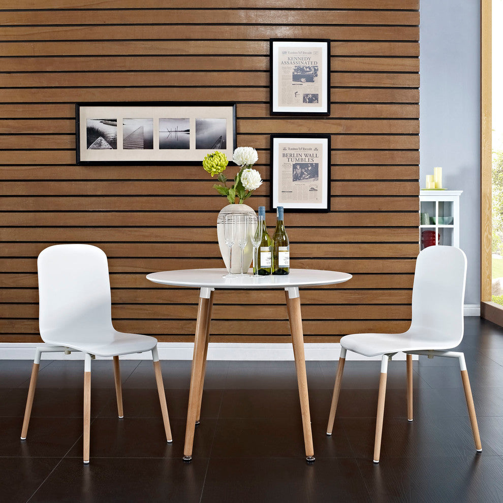 Modern Contemporary Kitchen Wood Dining Chairs Set of 2 White
