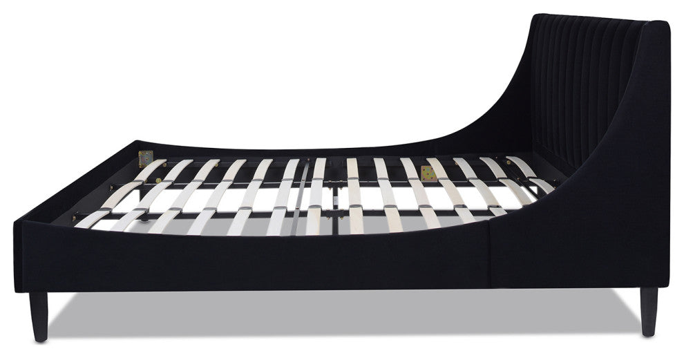 Aspen Modern Vertical Tufted Platform Bed, Anthracite Black Velvet, King