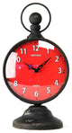 Clock, Red Face, Antique Black
