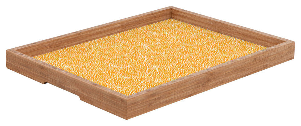 Julia Da Rocha Dahlias Yellow Rectangular Tray, Large