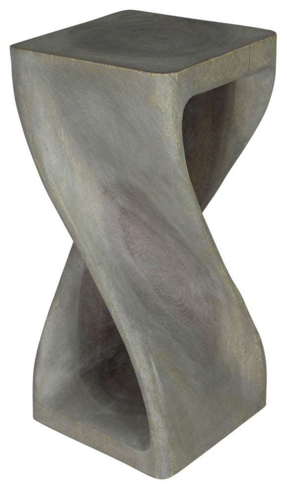 Haussmann Original Wood Twist Stool 12 X 12 X 26 In High Grey Oil
