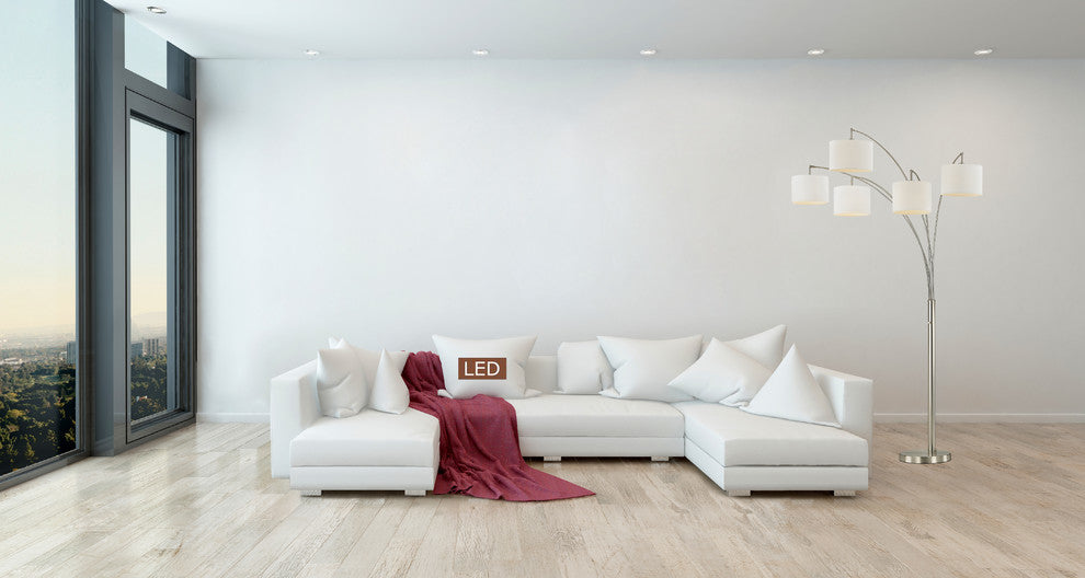 Lucianna 83" 5-Arch LED Floor Lamp With Dimmer, Brushed Steel