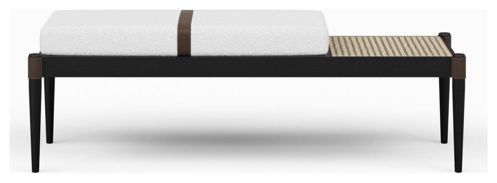 Bello Bench, Noodles Opulent Upholstery, Black, Natural Frame