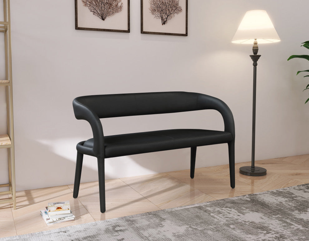 Sylvester Faux Leather Bench, Black