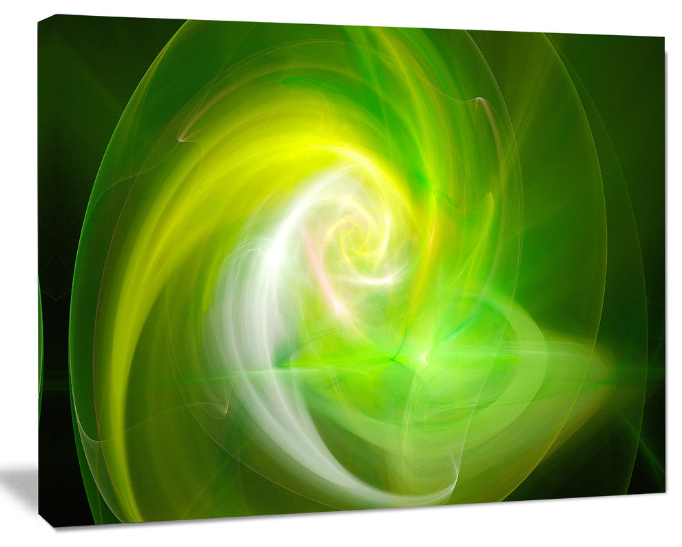 Green Fractal Abstract Illustration, Abstract Canvas Wall Art, 20x12