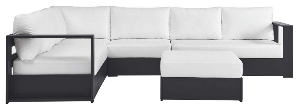 Tahoe Outdoor Patio Powder-Coated Aluminum 5-Piece Sectional Sofa Set - Gray Whi