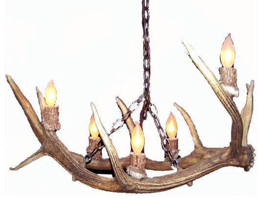 Elk Montana Deer Antler Chandelier Light, Medium, Parchment Shades