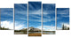 "Mountain and Lake Under Blue Sky" Wall Art, 60"x32", 5-Panels