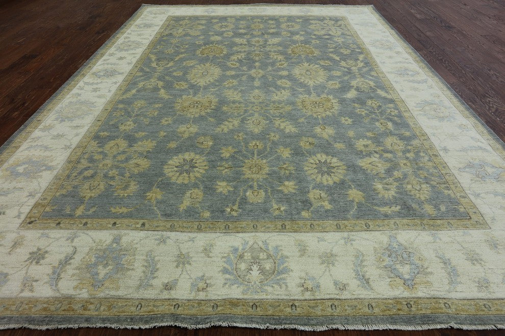 Blue Floral Chobi Peshawar Area Rug 9'x12', MC605