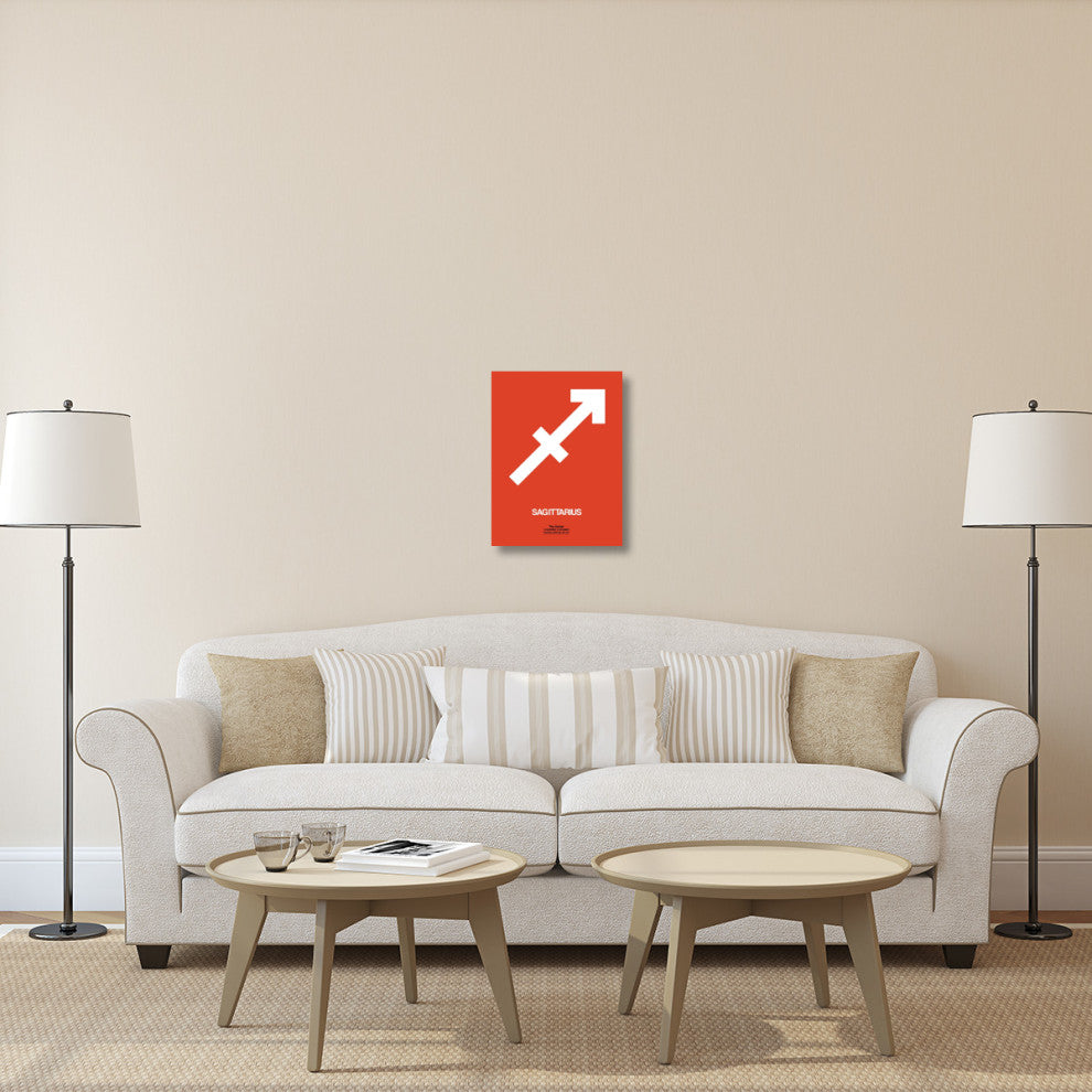 "Sagittarius Zodiac Sign White on Orange" Fine Art Print