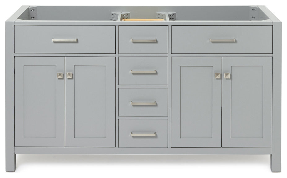 Ariel Bristol 60" Sinks Bath Vanity Base, Gray