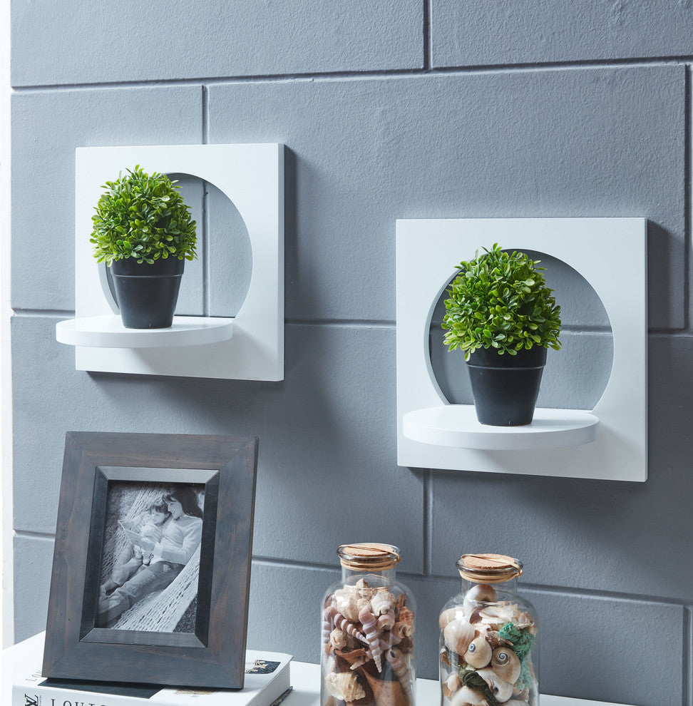 Danya B. Silhouette Shelves, White, Set of 2