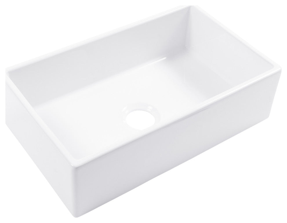 Turner White Fireclay 30" Single Bowl Farmhouse Undermount Kitchen Sink