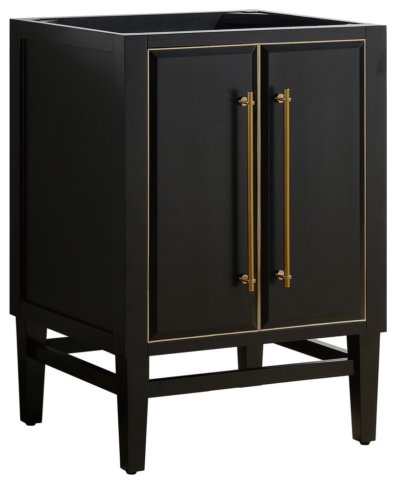 Mason 24" Vanity Only, Black With Matte Gold Hardware