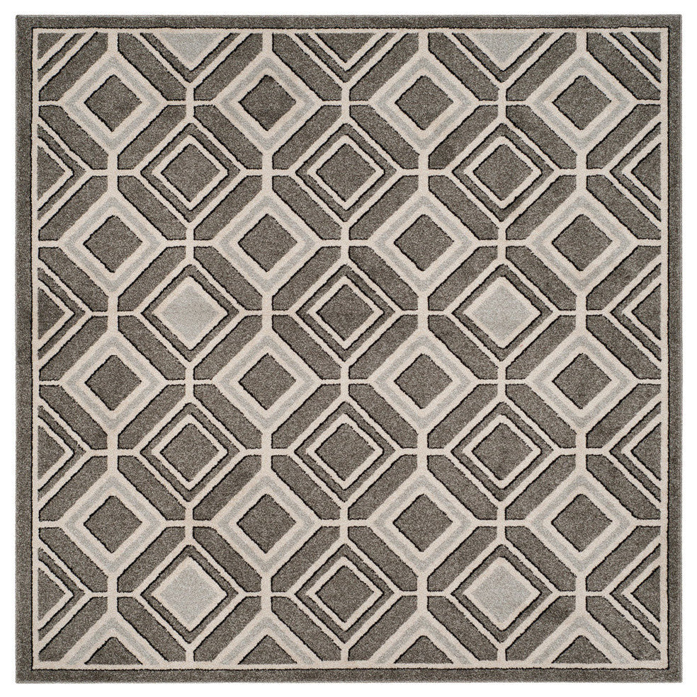 Safavieh Amherst Amt433C Outdoor Rug, Grey/Light Grey, 7'0" X 7'0" Square