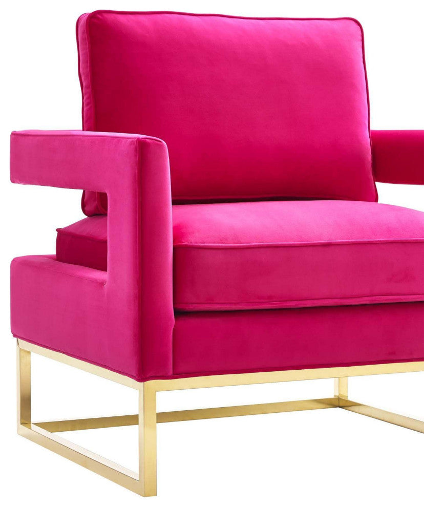 Avery Pink Velvet Chair With Polished Gold Base