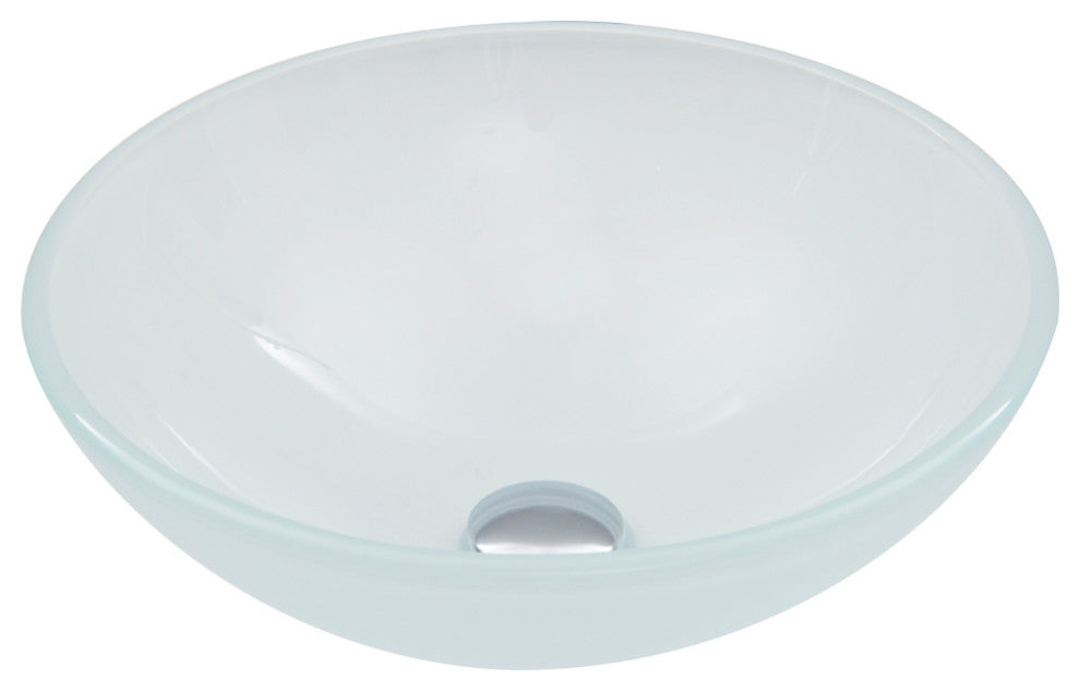 VIGO Giovanni 17"L x 17"W x 6"H Glass Round Vessel Bathroom Sink, White Frost