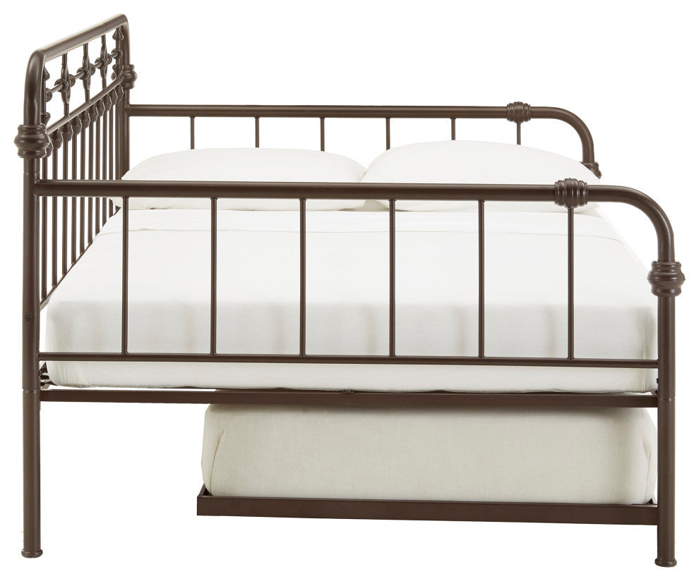 Lacey Antique Dark Bronze Metal Full Size Daybed, with Trundle Bed