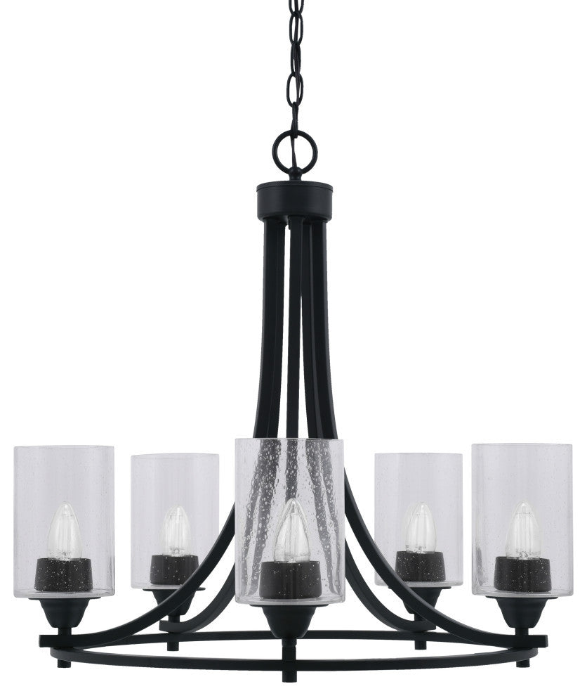 Paramount 5-Light Chandelier, Matte Black, 4" Clear Bubble Glass