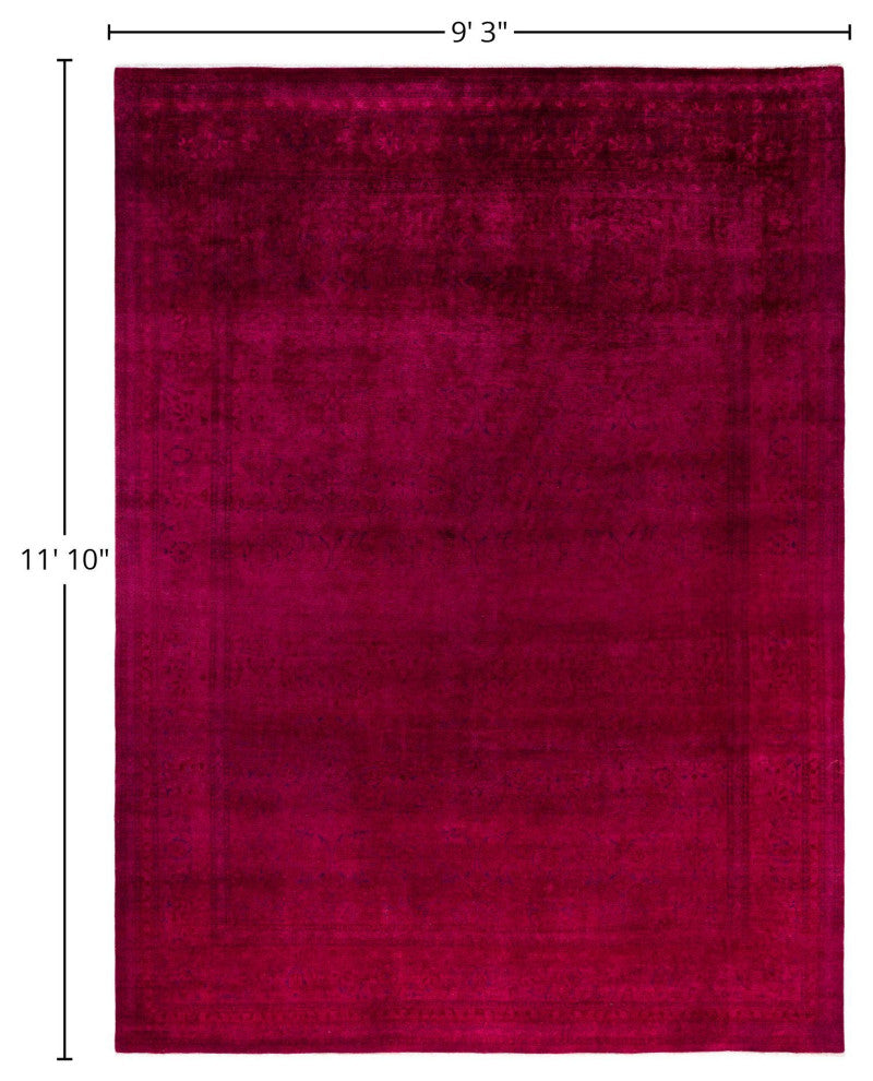 Overdyed One-of-a-Kind Hand-Knotted Area Rug Pink, 9' 3" x 11' 10"