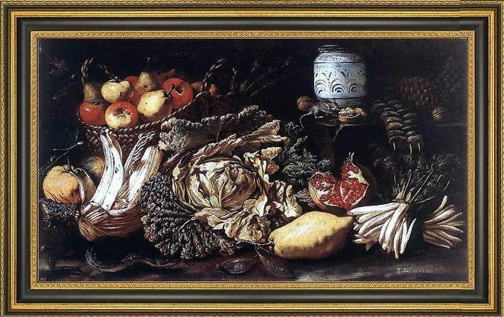 Tommaso Salini Stilllife with Fruit Vegetables and AnimalsCanvas Print, 15"x30"