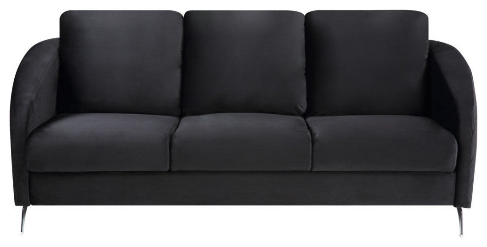 Sofia Velvet Modern Chic Sofa Couch, Black