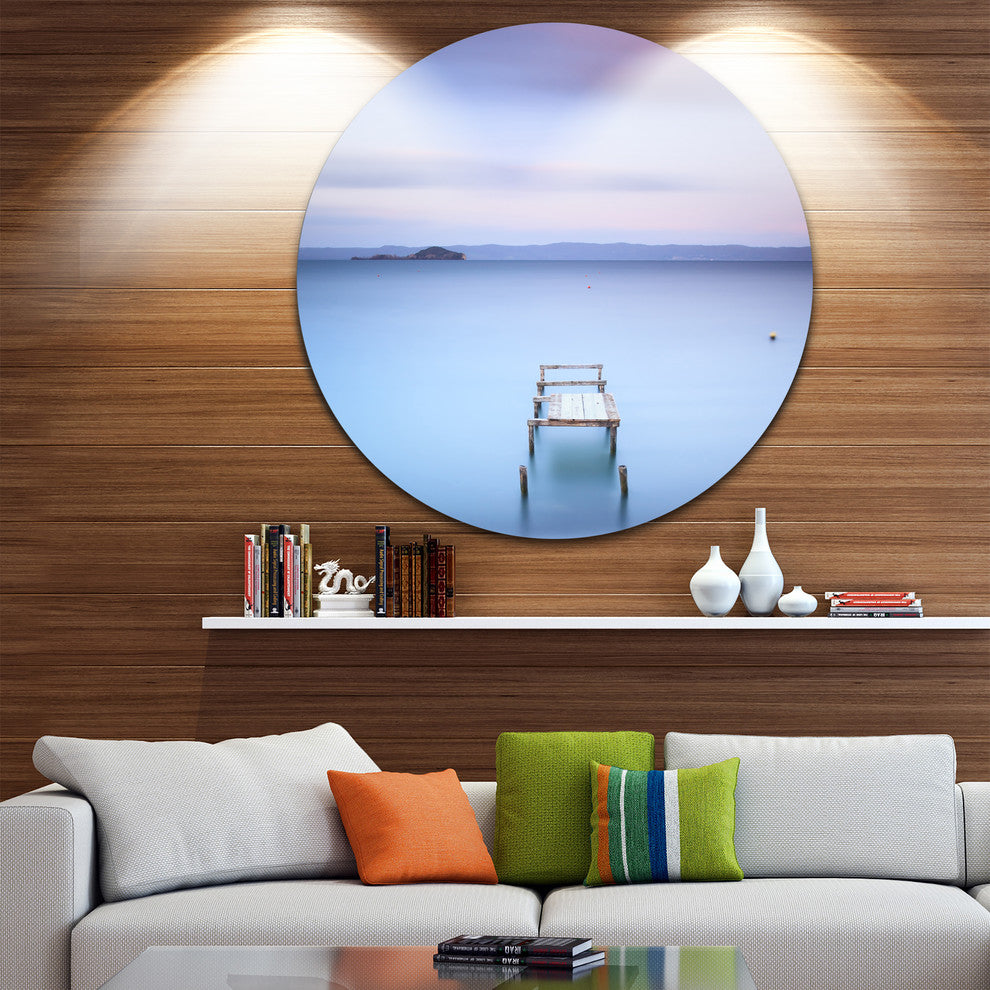 Bright Purple Sky, Seascape Photo Disc Metal Wall Art, 11"