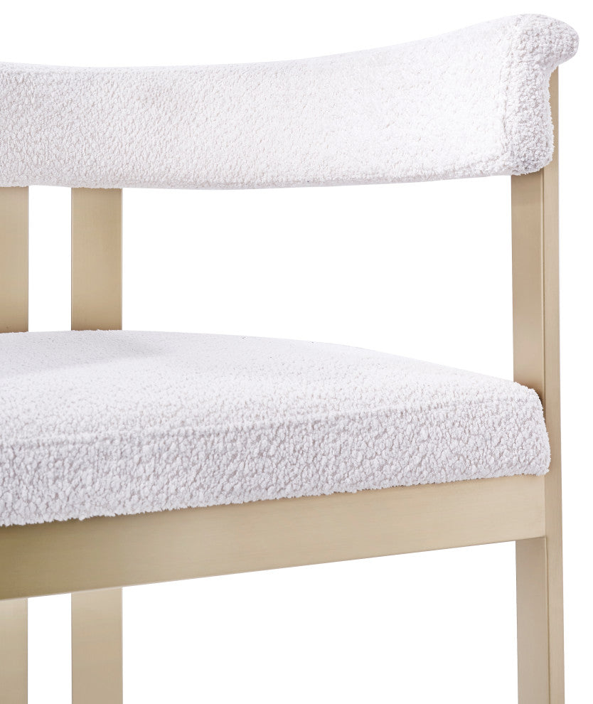 Modrest Pontiac Beige Wool Velvet and Gold Dining Chair